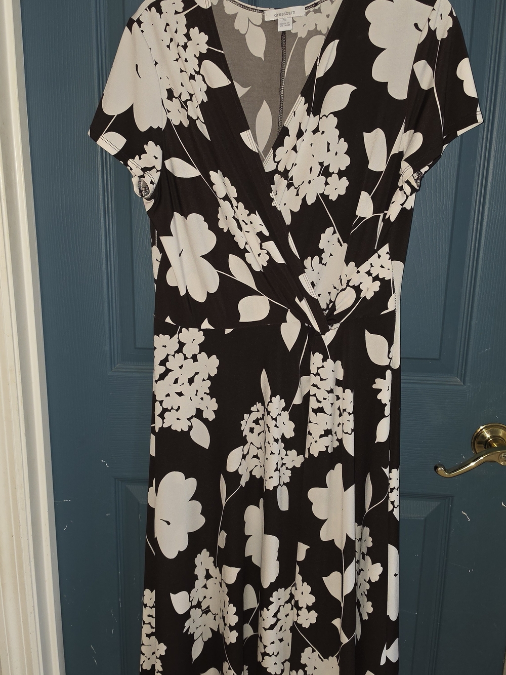 Dana Buchman Brown & White Floral Wrap-Style Dress